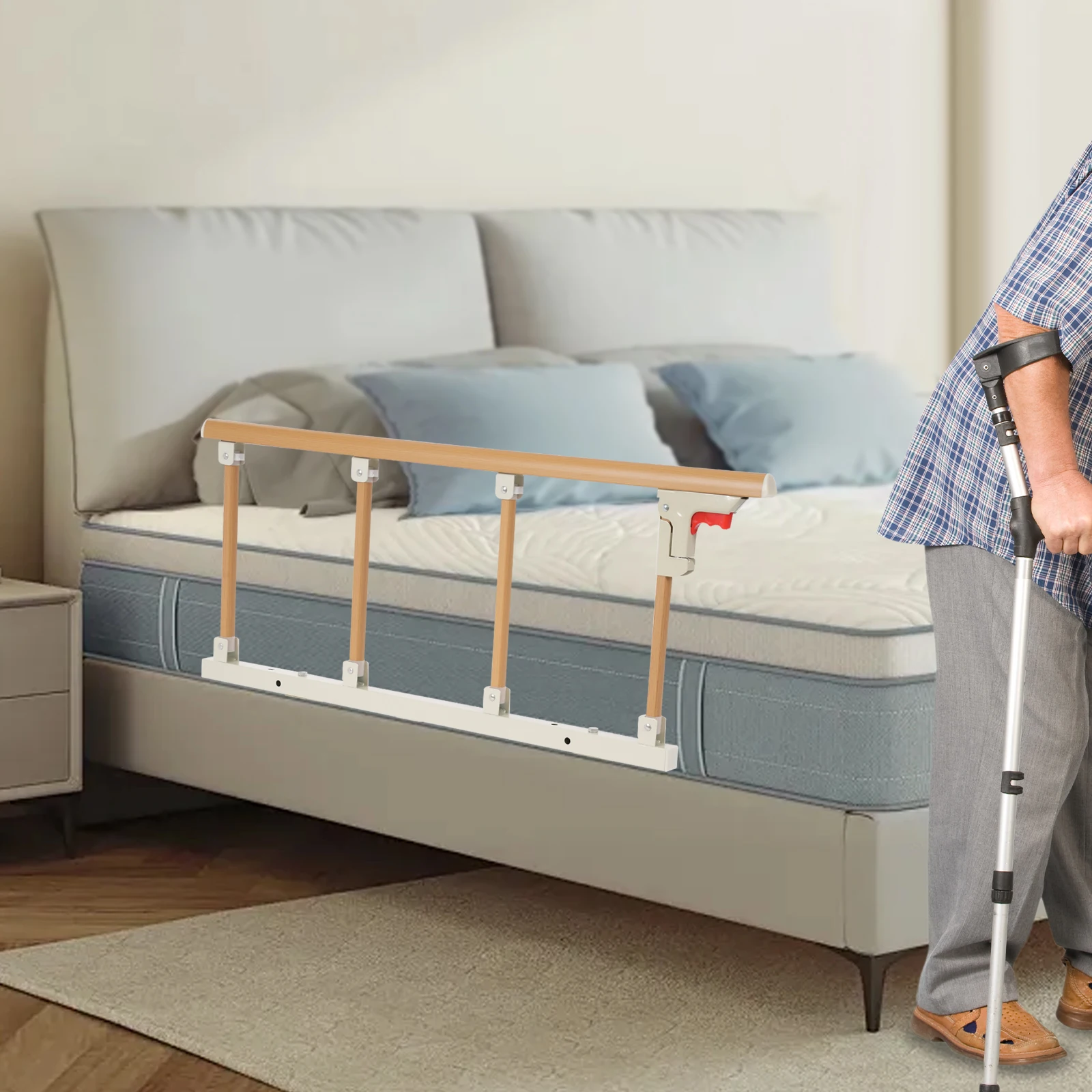 حاجز سرير لشخص أو كبار السن، واقي سرير أمان متعدد الوظائف، مقبض مساعدة قابل للطي للبالغين، رعاية منزلية