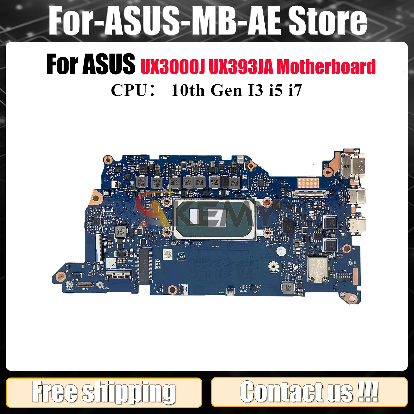 

UX393JA Laptop Motherboard For ASUS ZenBook UX3000J UX393J UX393JA Notebook Mainboard With 10th Gen I3 i5 i7 100% tests OK stk