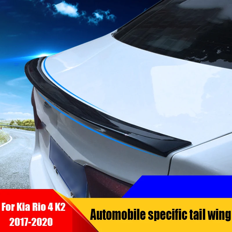 For Kia Rio 4 K2 2017 2018 2019 Automobile special tail wing Punched tape paint pressing ABS non punching baking paint tail wing