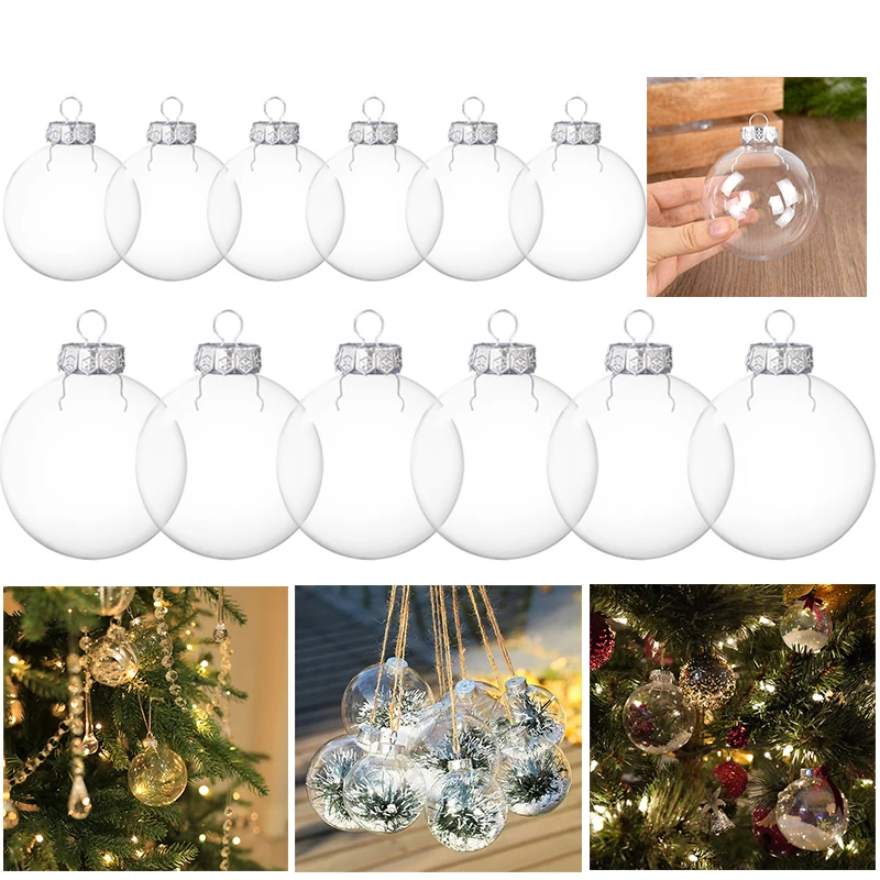 6Pcs 6/8cm Transparent Christmas Ball Pendant Christmas Decoration For Home Xmas Trees Ball Candy Gifts Fillable Bauble New Year