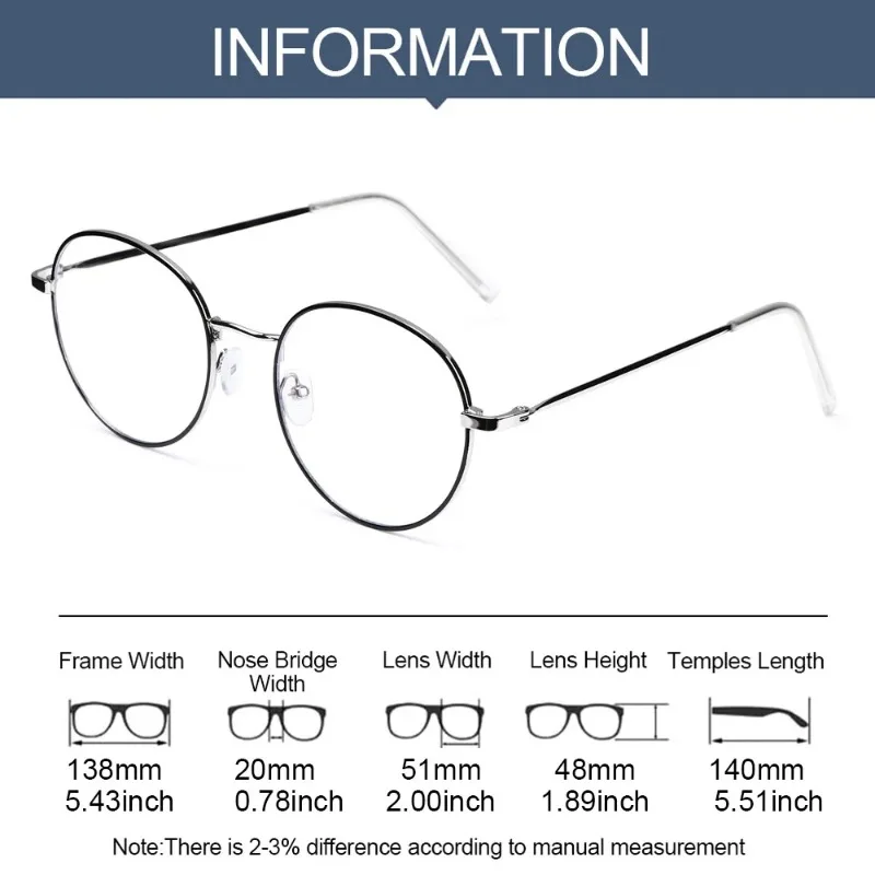Anti-Blue Light Glasses for Women Men Classic Metal Frame Eyewear Fashion Office Computer Goggles Blue Rays Blocking Glasses