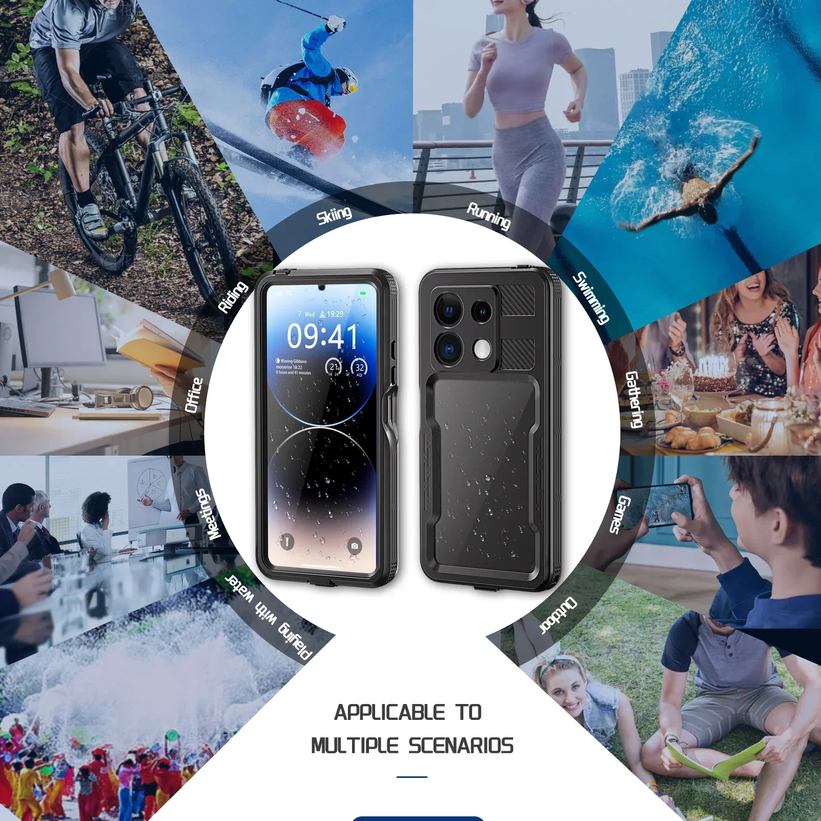 IP68 Waterproof Case For Xiaomi Redmi Note 13 Pro 5G Redmi Note 13 5G 11 12 Pro 360 Full Body Protection Luxury Waterproof Cover