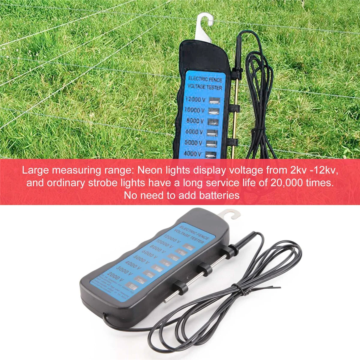 Famous Product 2Kv -12Kv Voltage Electric Fence Tester,Yard Fencing Tester