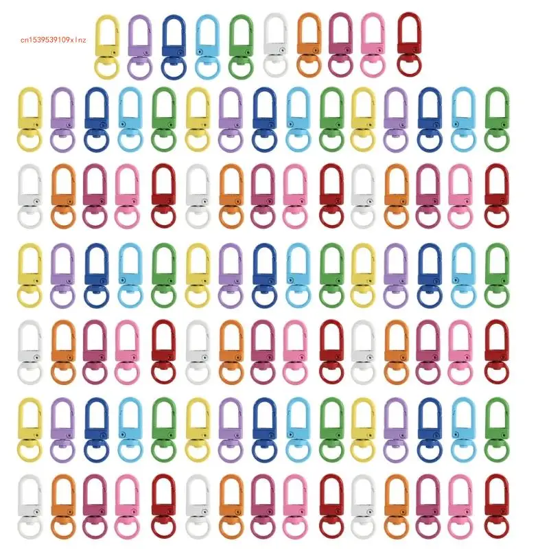 Bundle of 100 Vibrant Rotating Keychain Carabiners Hooks Key Chain Lobster Clasp