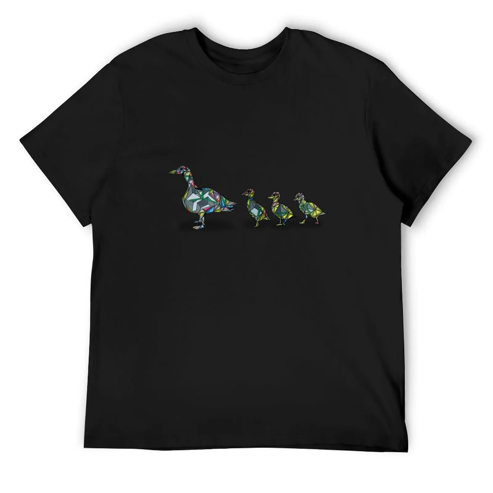 geometric duck family with cute ducklings art T-Shirt animal prinfor boys cute tops oversizeds Men's clothing