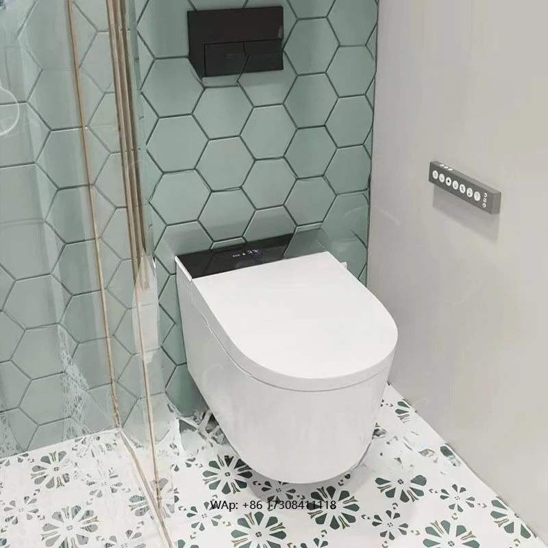 Modern Wall Mounted Inodoro Foot Sensor Seat Heating Female Cleaning Automatic Ceramic Bathroom Wc Floor Standing Smart Toilet