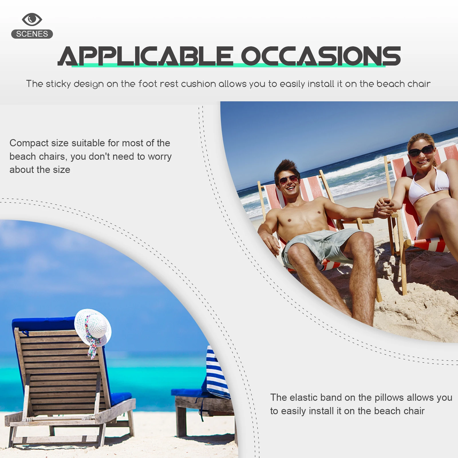 

Beach Chair Sponge Pillow Black Foldable Outdoor Deck Chairs Headrest Supplies Travel Compact Elastic Removal