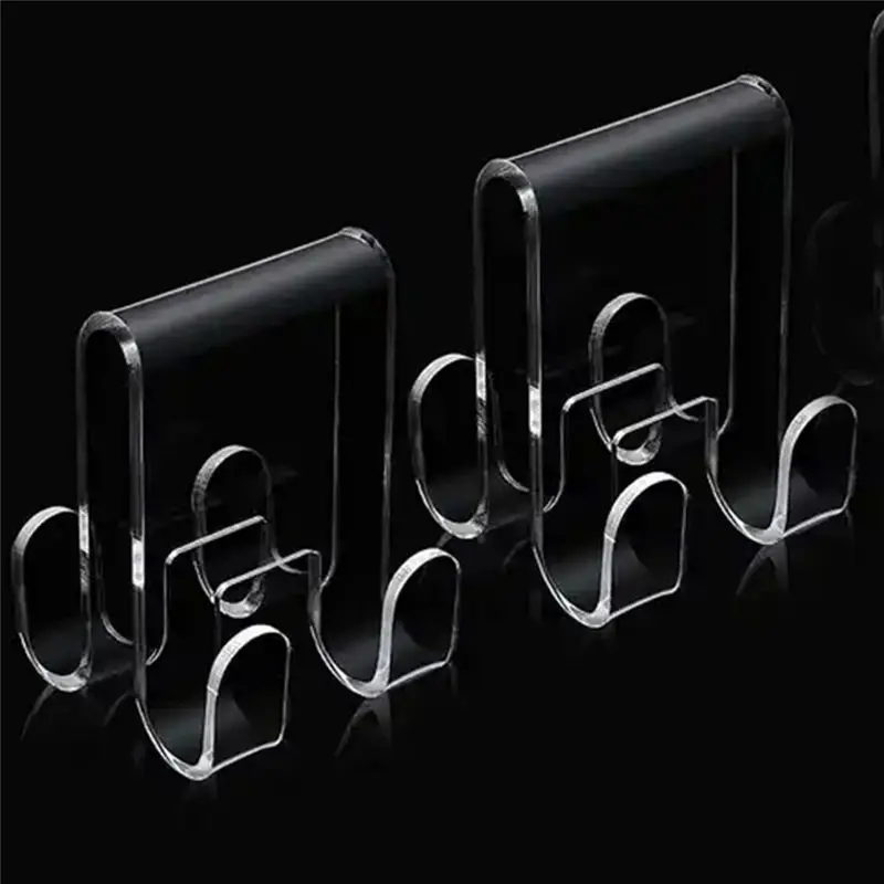 AEE2-2Pcs Acrylic Glass Door Hanger Attachments Secure Towel And Clothing Hangings Hook - view 2