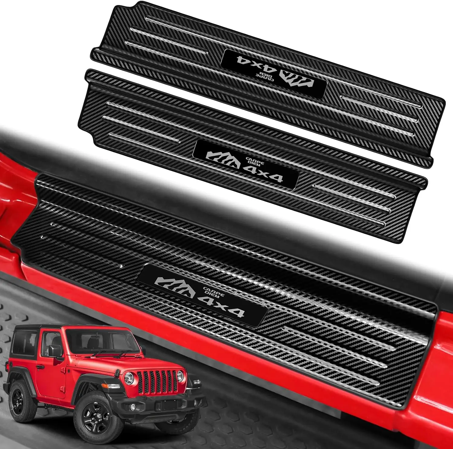 2PCS Door Sill Guards for Jeep Wrangler 2018-2025 JL JLU & 2020-2025 Gladiator JT Accessories, Stainless Steel Door Sill Protect