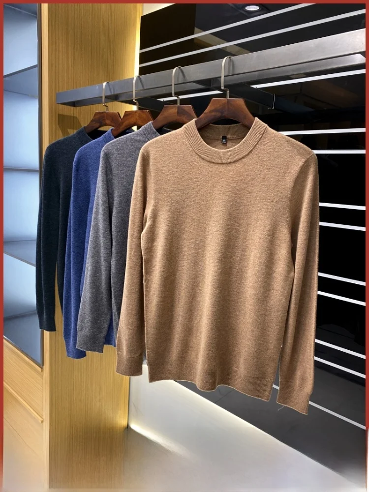 

Italian Luxury 00% Wool Men's Knitwear round Ne Color Sweater Faionable Autumn Winter Basic Versatile Youthful Sle