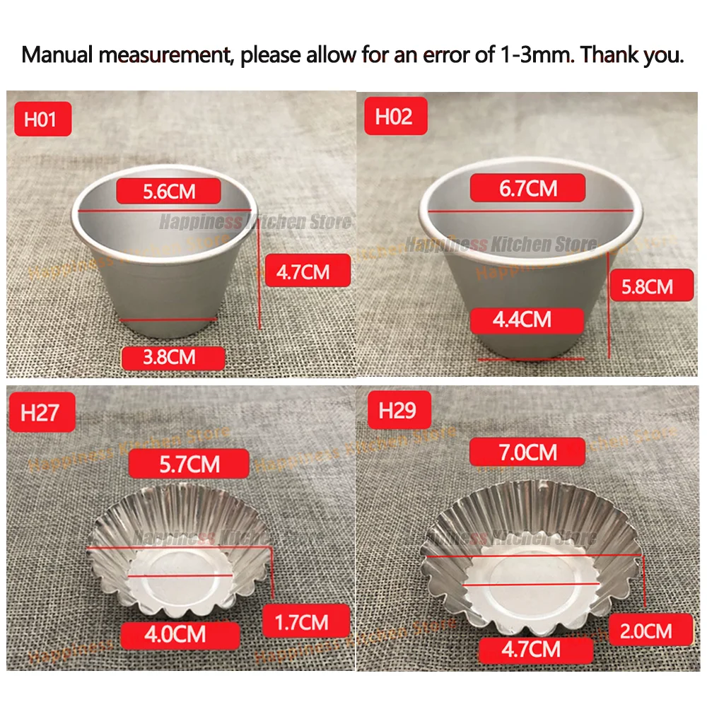Commercial Manual Egg Tart Shape Machine Stainless Steel Non-Stick Cupcake Mold Multiple Size Baking Mould Pastry Tool