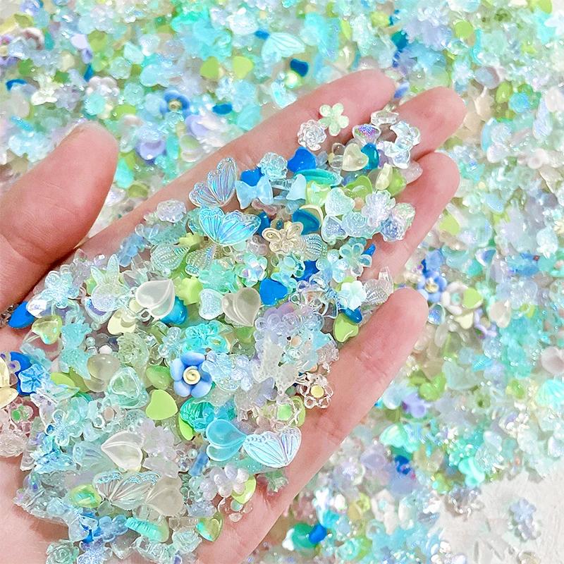 Mixed Design 3D Resin Nail Art Decorations Charms Kawaii Accessories Camellia Butterfly Heart Manicure Part