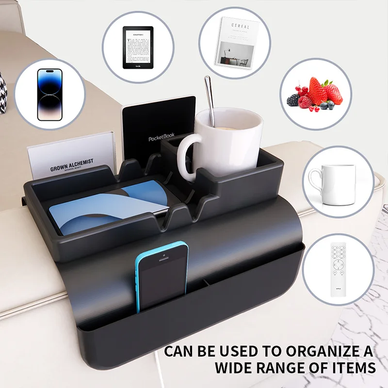 Sac de rangement suspendu en Silicone pour canapé, accoudoir, support de tasse à café, plateau de Base, rangement et Organization multifonctionnels