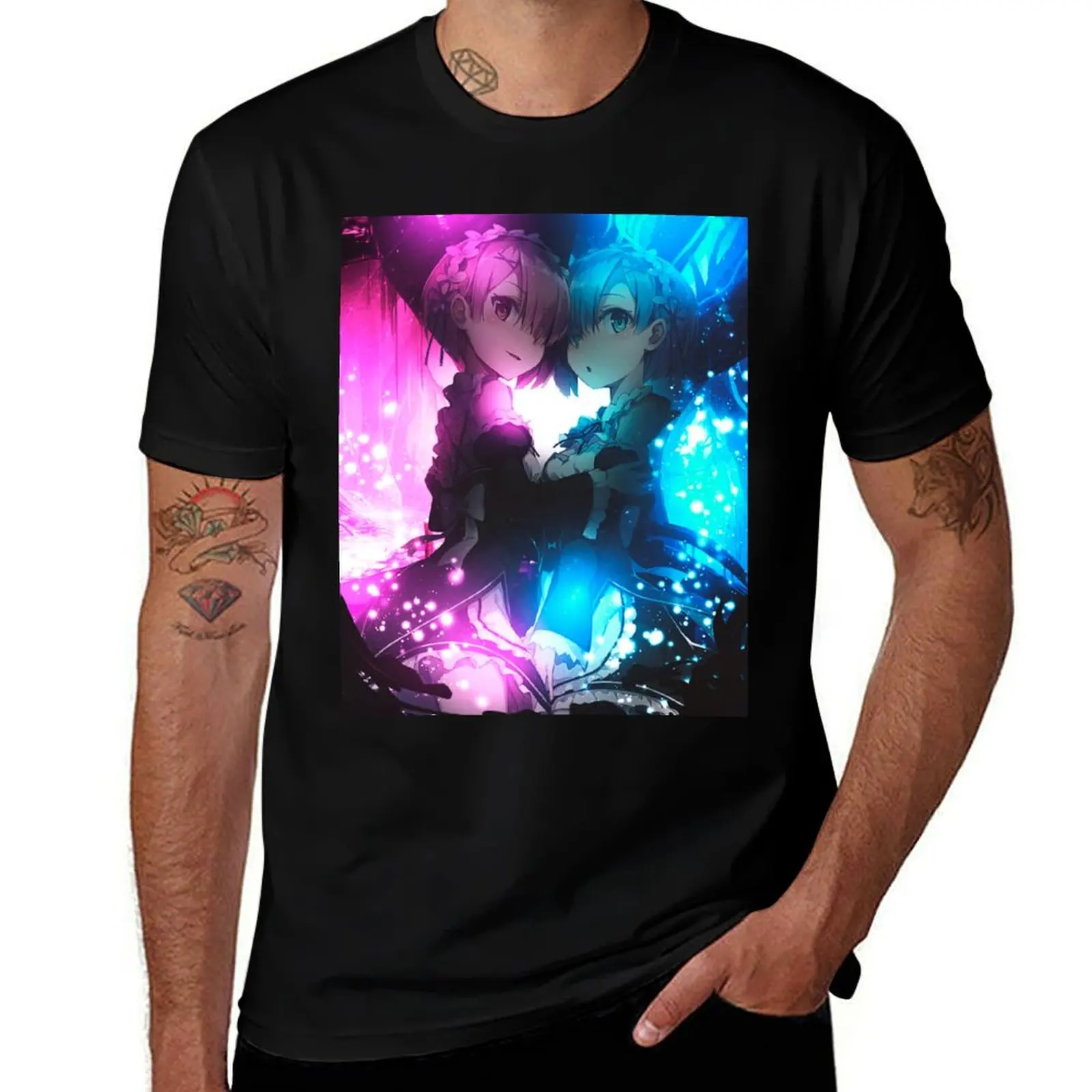 

rem and ram (re zero) T-Shirt anime t shirts oversize t shirts for man slim fit funny t shirts dark humor T-Shirt