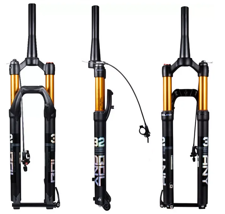 Bolany Mountain Bike Front Fork Magnesium Alloy Barrel Shaft Air Fork Can Lock Damping Front Fork