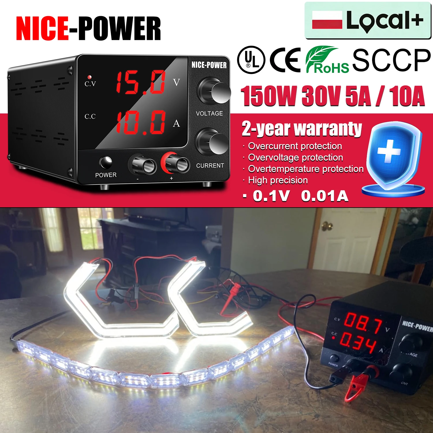 DC 30V 10A 5A Labor-Netzteil 150W Einstellbare Schaltnetzteil-Quelle für LED-Beleuchtung und Stromversorgungsgeräte