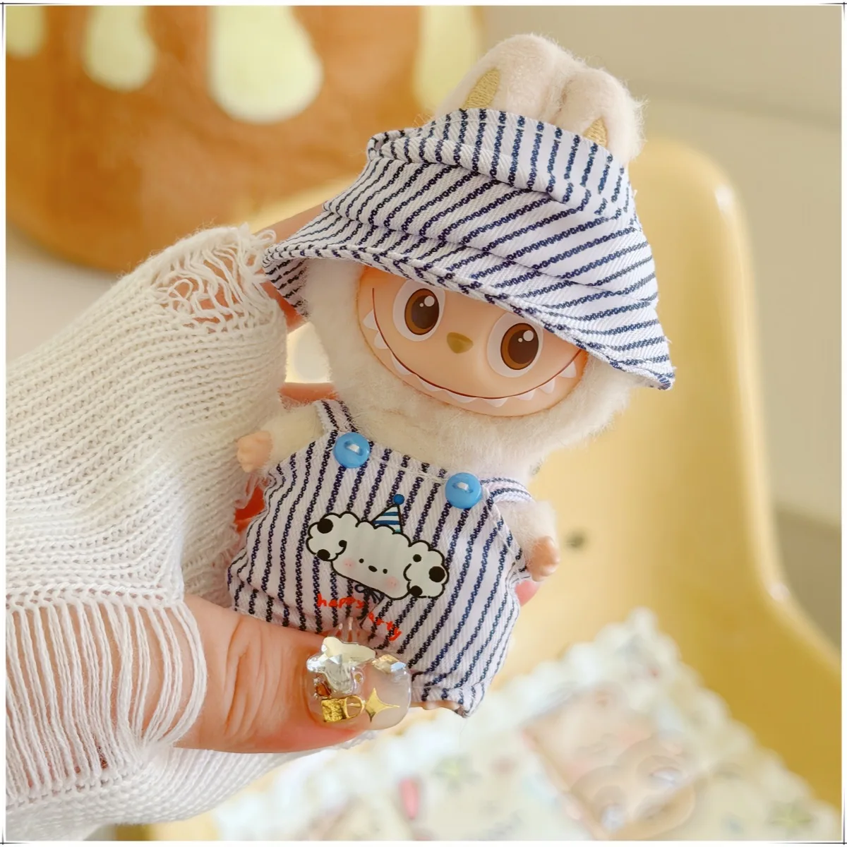 10-17 سنتيمتر Kawaii Labubu الملابس الكرتون شريط جرو مجموعة DIY بها بنفسك فستان المعبود ملابس دمى اكسسوارات اللعب أنيمي لعبة المحيط