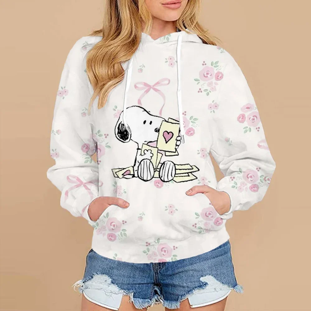 Jesień i zima Gorąco sprzedający się sweter Disney Snoopy Druk 3D Dorosły damski Wiosna i jesień Nowa bluza z kapturem Street Casual Jumper