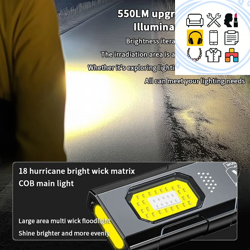 Compact Multi-Mode Pocket LED Flashlight, USB-C Rechargeable, 800mAh, Long-Range Pocket Flashlight, For Camping Travel Emergency