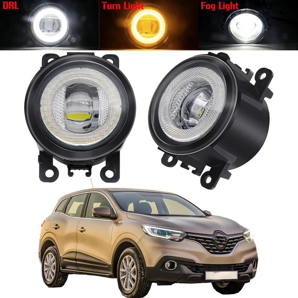 3in1 Design Car Angel Eye LED Fog Light Assembly 30W DRL Fog Turn Signal Daytime Running Lamp 12V For Renault Kadjar 2015-2018