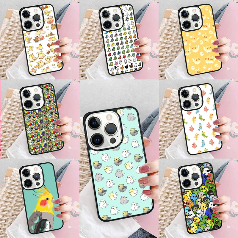 Parrot Birds Cockatiel Phone Case Cover for iPhone 16 Promax 15 Pro 13 14 Plus 11 12 Mini XR XS MAX Coque