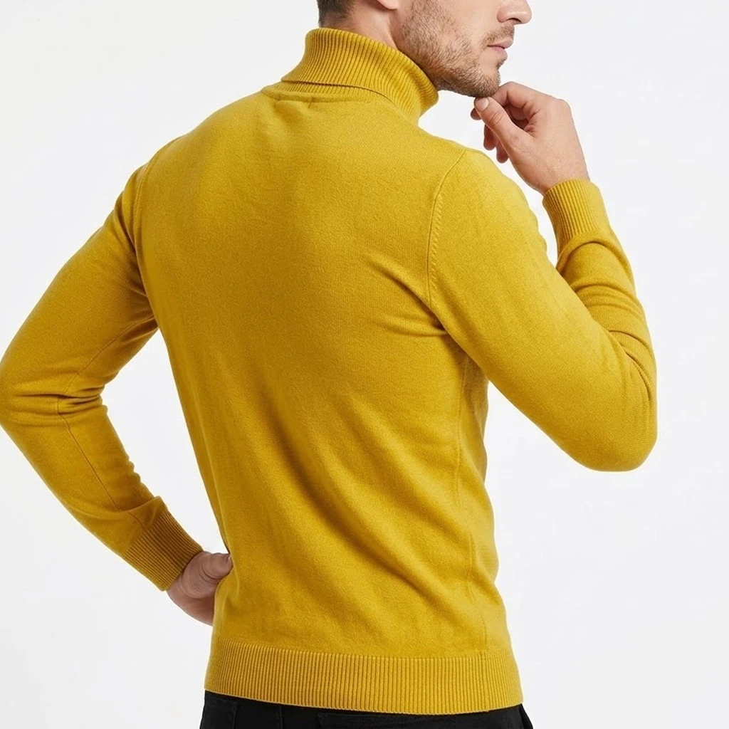 Neuer Warmer Gestrickter Rollkragenpullover Dicker Winterpullover für Herren Anti-Pilling Einfarbige Sweatshirts Mäntel Herbst-Streetwear – Detail 9