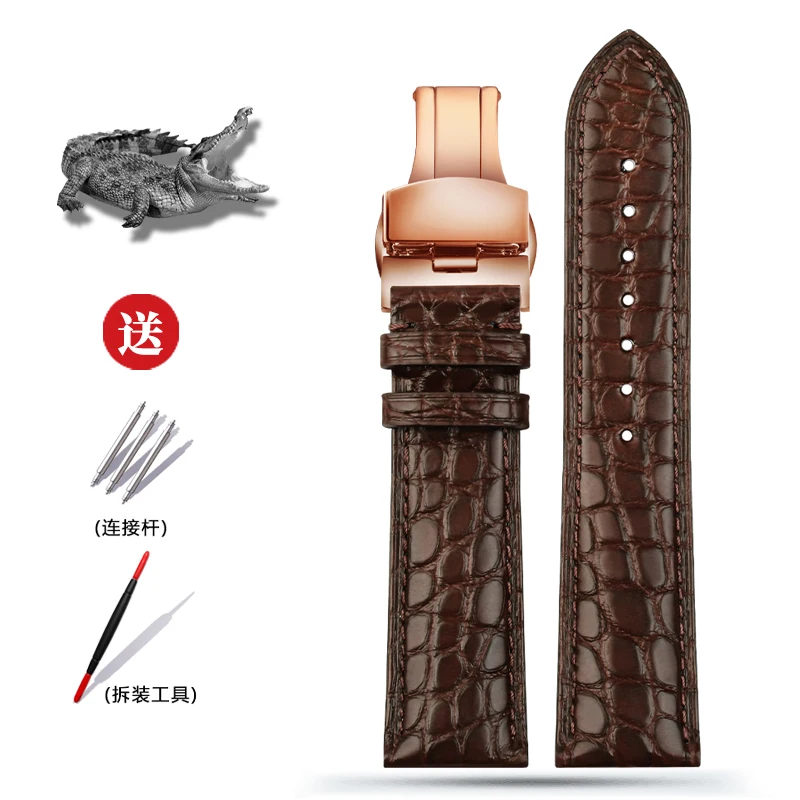 MEIKEJIA Alligator-Uhrenarmband 12 mm, 14 mm, 15 mm, 16 mm, 17 mm, 18 mm, 19 mm, 20 mm, 21 mm, 22 mm, Schwarz, Braun, Blau, Krokodilleder-Armband. Für alle Marken 4