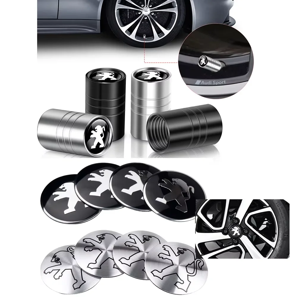 3D Car Styling Tire Hub Badge Sticker Auto Valve Wheel Rim For Peugeot 206 307 308 3008 207 208 SW 407 508 2008 5008 107 106 205