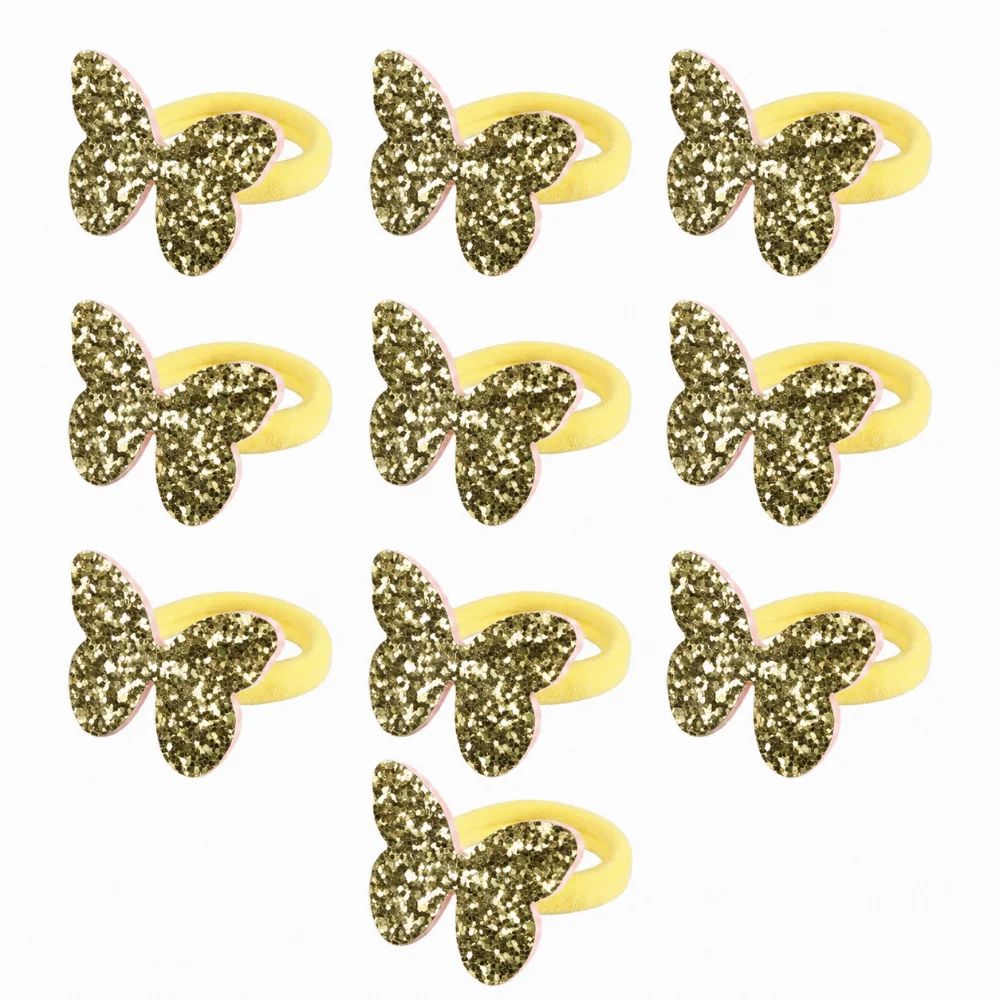 

10pcs Butterfly Children Hair Loop Set High Elastic Glitter Sequin Hair Rubber Bands Rope No Harm Hair Tie Ponytail Holder
