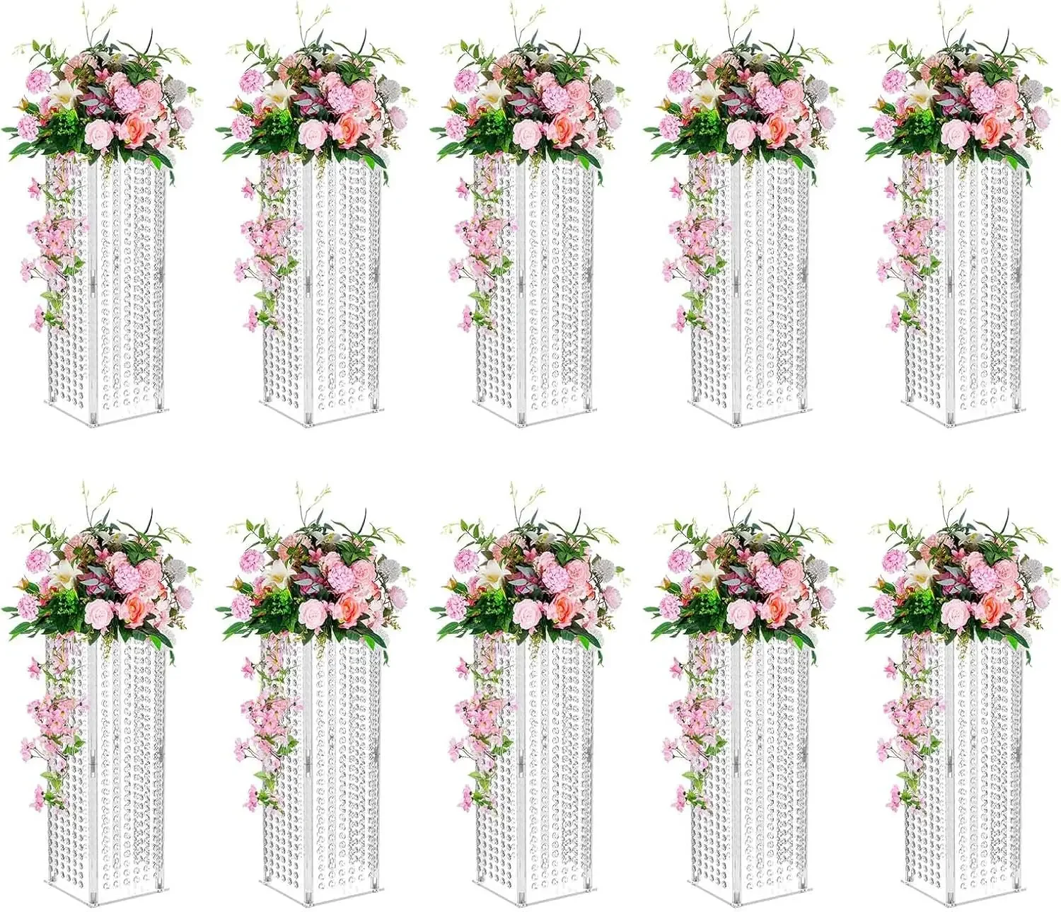 

Центральные детали для свадьбы, акриловые вазы, 10 шт., хрустальная ваза для цветов высотой 23,6 дюйма, подставка для цветов для украшения столов для вечеринок