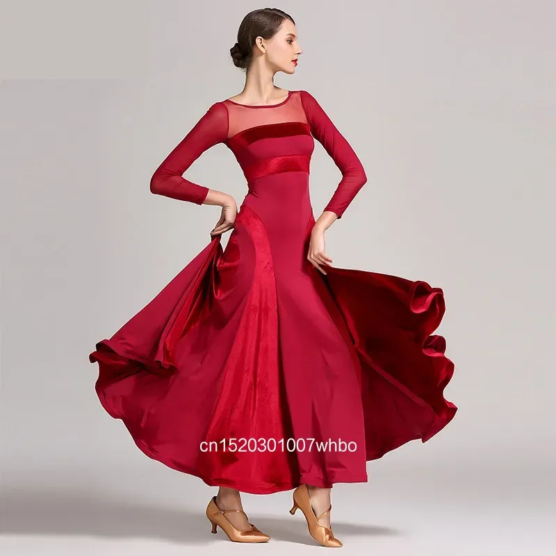 

Костюм для бальных танцев, костюм для современного танца, костюм для фламенко, красный стандартный костюм для бальных танцев, женский вальс, танец с кисточками