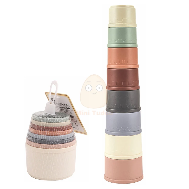 Baby Toys Stacking Cup Cartoon Early Educational Learning Color Number Nesting Sorting Bath Shower Play Water Sand Game For Kids