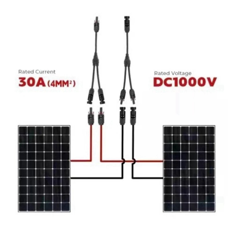 Solar Connectors Y Branch Parallel PV Adapter Cable Wire Plug Tool Kit For Solar Panel(M/FF+F/MM)