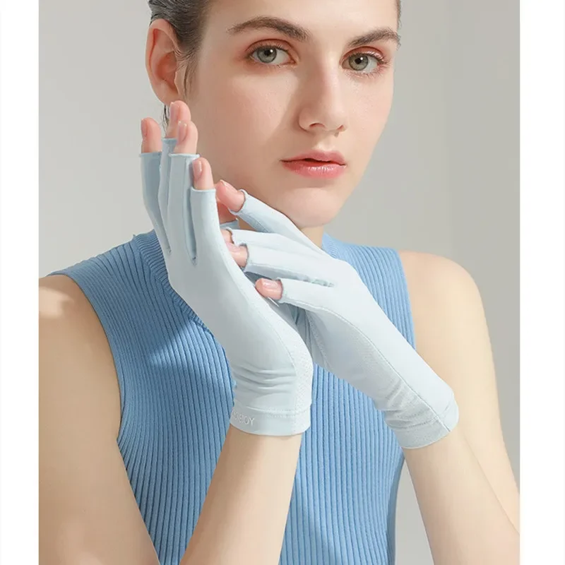 Summer Anti UV Gel Shield Glove UV Fingerless Manicure Nail Art LED Lamp Nails Dryer Hand Protection Nail Driving Gloves