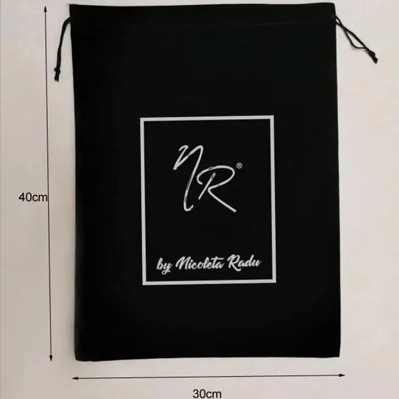 

50 Pieces (25pcs pink + 25pcs black) 30x40cm Big Size Velvet Bags Drawstring Gift Pouches Screen Printed With Silver Logo