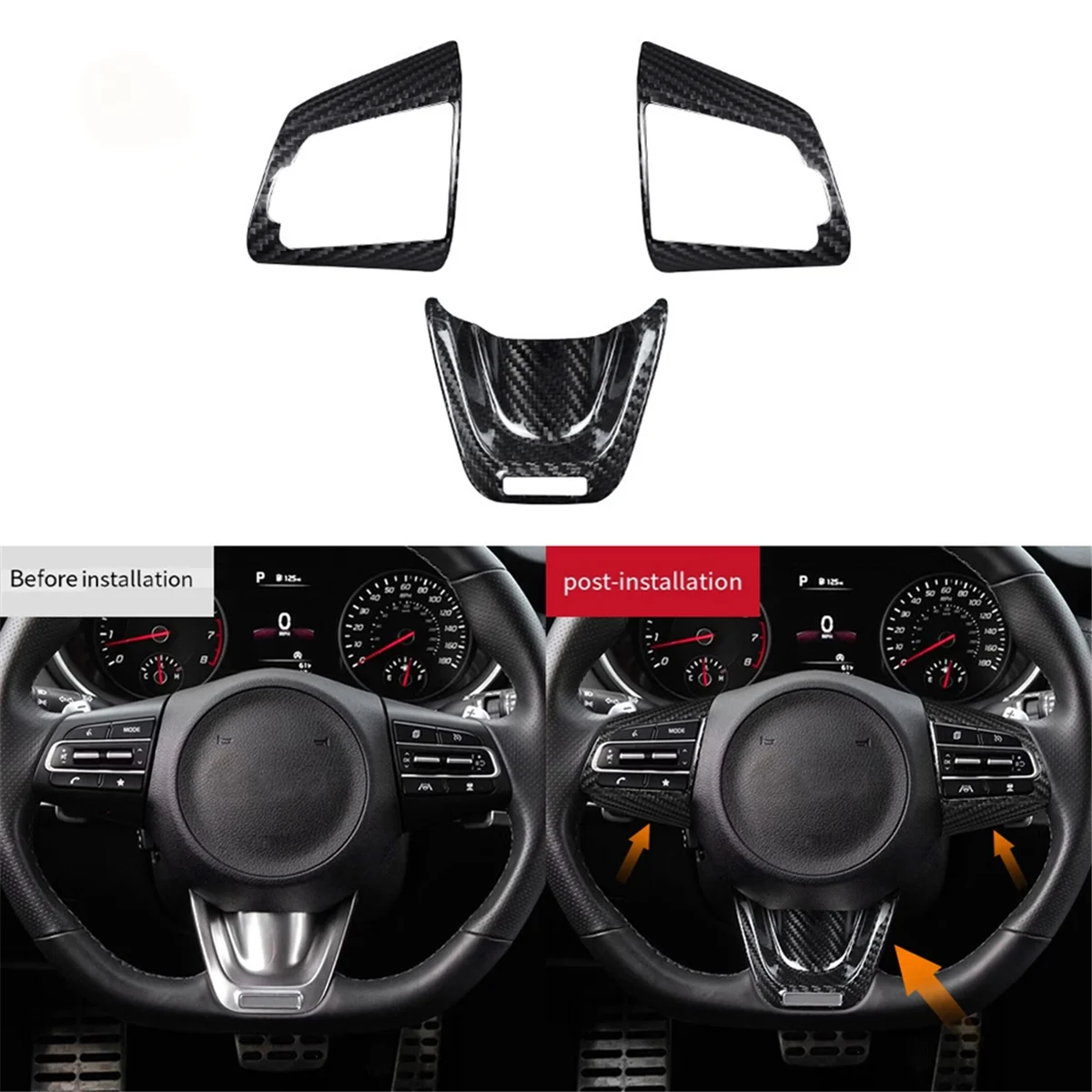 Car Styling Carbon Fiber Steering Wheel Panel Sticker for Kia Stinger 2018-2022 Steering Wheel Control Button Sticker