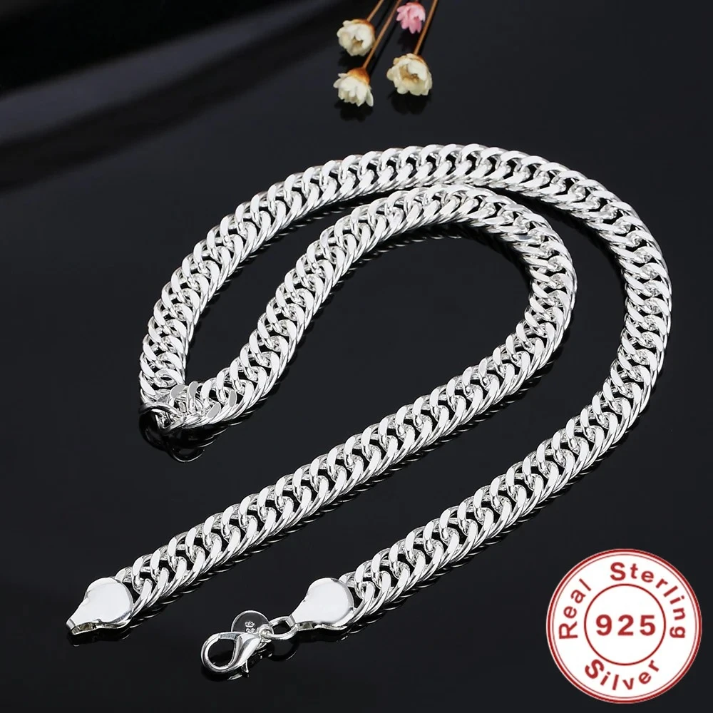

New 925 Sterling Silver 20/22/24 Inch 6mm/10MM Side Chain Necklace For Woman Man Fashion Charm Jewelry Gift