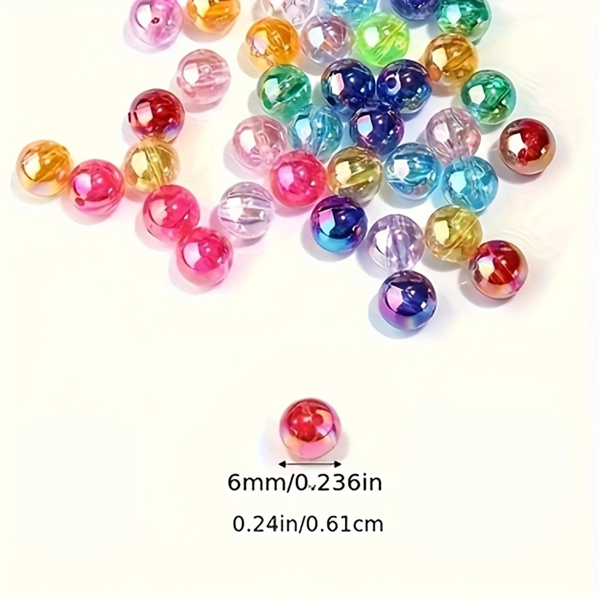 1050 Stück 6mm Zufällig Farblich Gemischte AB-Farben Runde Acrylperlen Set für DIY Herstellung Basteln Armband Halskette – Detail 5