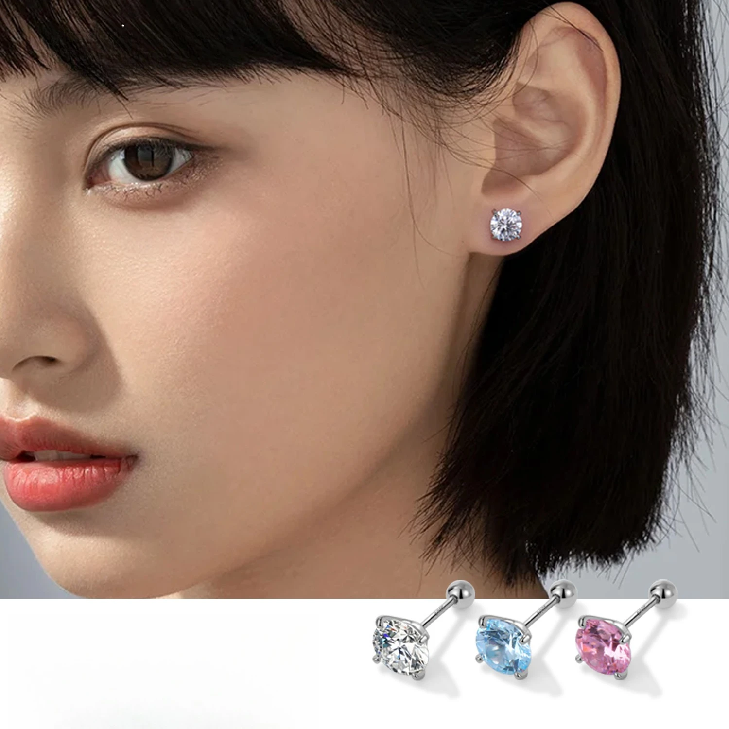 

Серьги-гвоздики с резьбой и защитой от потери муассанита, импортные и гипоаллергенные из серебра S925, безопасные для сна, для ношения 24/7