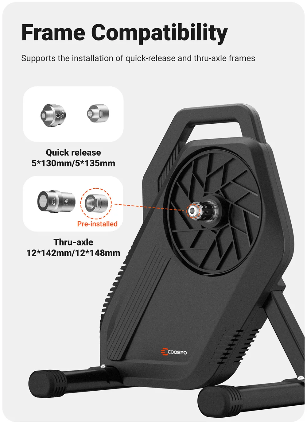 COOSPO T10 Smart Bike Trainer MTB Rennrad Heimtrainer mit Integriertem Leistungsmesser BLE5.0 ANT+ 2200W Indoor-Cycling – Detail 10