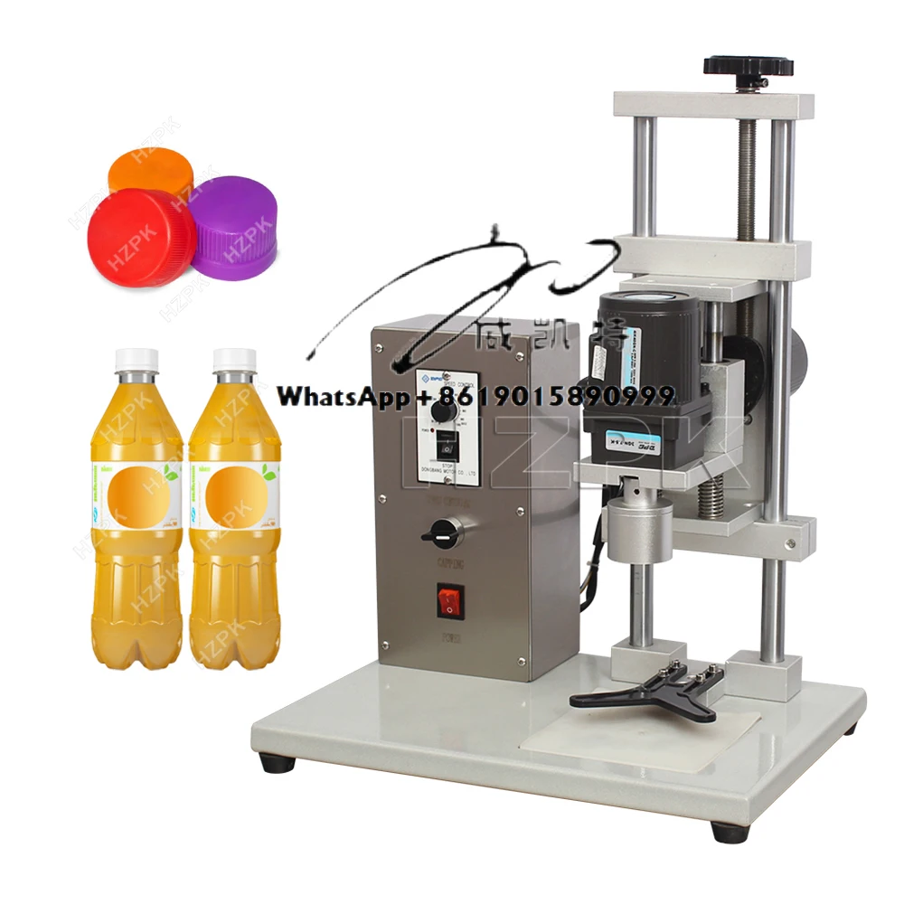 HZPK Semi-automatic Single Head Screw Pet Bottle Cap Lock Capping Machine For Plastic Cap