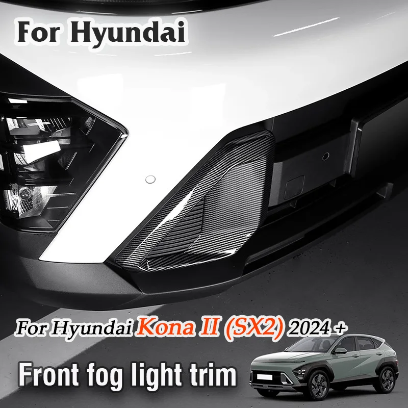 

For Hyundai Kona II SX2 2024 2025 Car Front fog light trim decorative ABS Chrome Plated Bezels Fog Lamp Cover Frame Modification