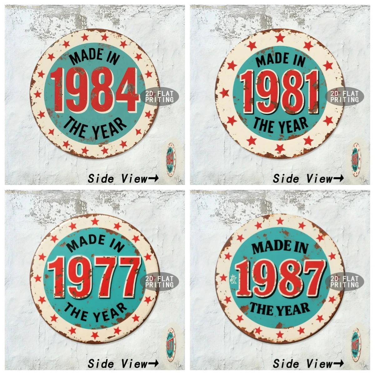 2D Flaches 1-teiliges Vintage-Metallschild 1972-1998, Vormontierter Aufhänger, Extra Langlebig, Perfektes Akzentstück für Innen/Außen, Kamin, Bar