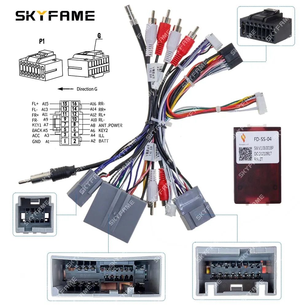 SKYFAME Car 16pin Wiring Harness Adapter Canbus Box Decoder Android Radio Power Cable For Ford Raptor F150