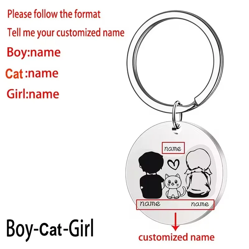 Custom Name Stainless Steel Round Keychain