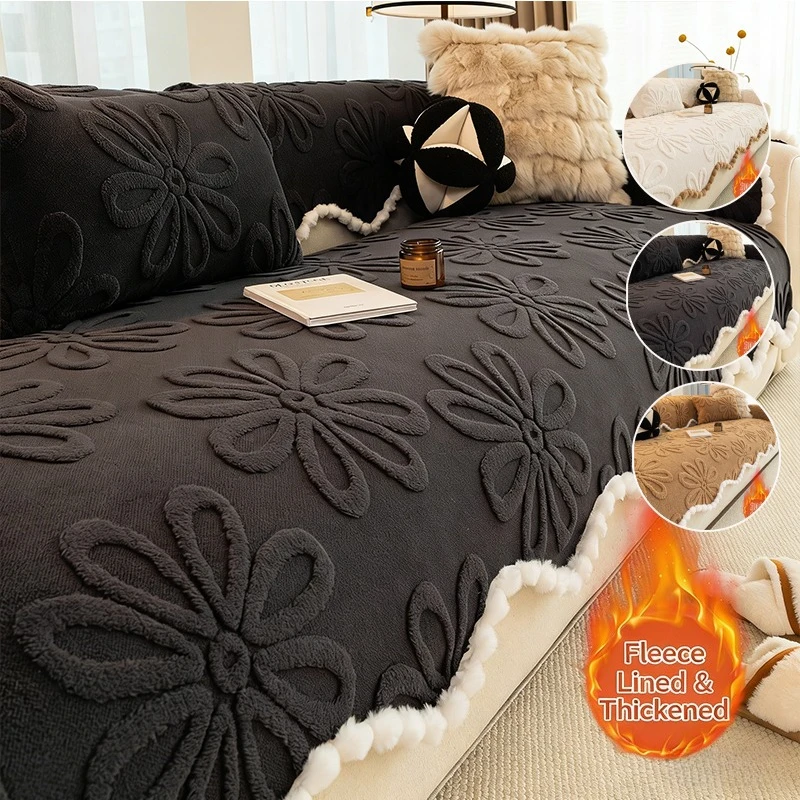

New Warm Jacquard Tuffed Fleece Sofa Towel,Middle Ancient Style Sofa Cushion,Non-Slip Washable Pet Protector with Full Coverage