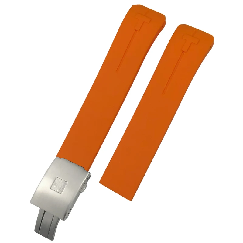 21mm Soft Silicone Rubber Watchband for Tissot T-TOUCH T013 T013420A Black Orange Sport Waterproof Strap Tools Folding Buckle