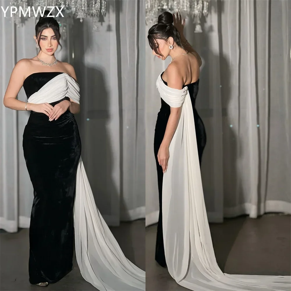 

Customized Evening Dress Formal Women YPMWZX One Shoulder Mermaid Floor Length Draped Skirts Shirred Tulle Bespoke Occasion Dres