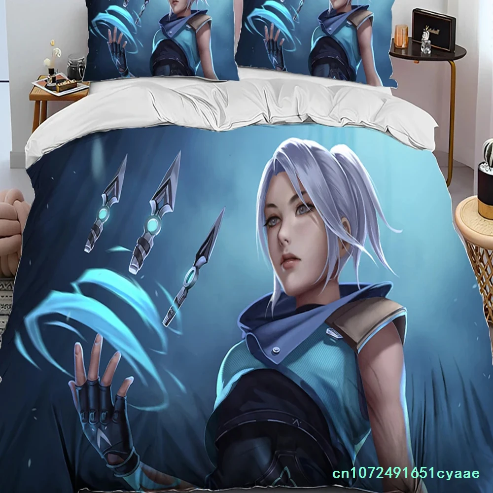 3D VALORANT Game Gamer Cartoon Comforter Bedding Set,Duvet Cover Bed Set Quilt Cover Pillowcase,king Queen Size Bedding Set Boys