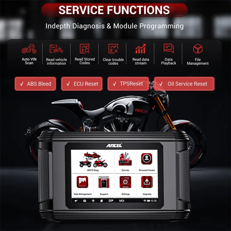 Ancel MT510 Motorcycle Diagnostic Tool Full System Engine Analyzer for Diagnosis Code Reading and Clearing Data Flow